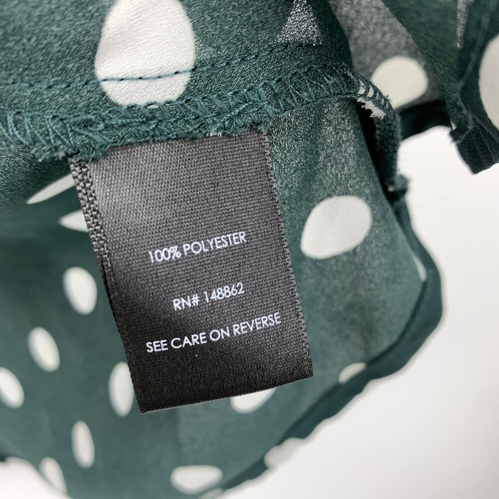 Torrid Tie Front Flutter Short Sleeve Blouse Womens Sz 0X Green White Polka Dot - Picture 6 of 6